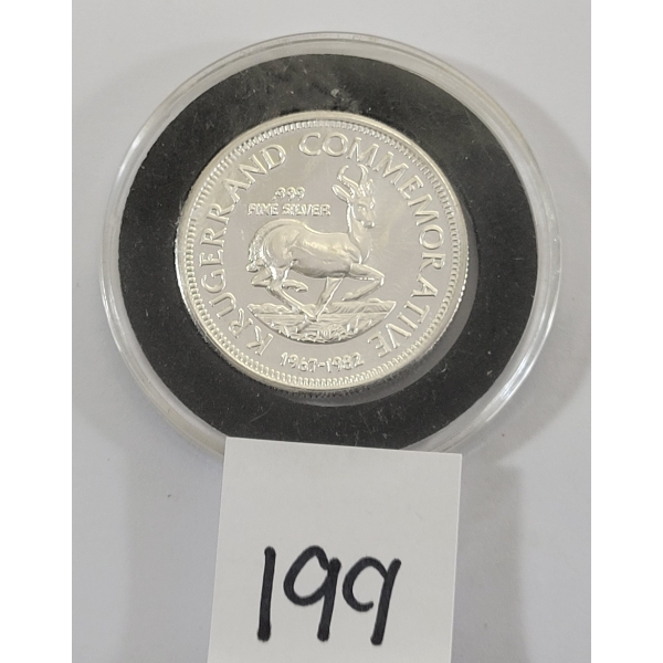 1982 SOUTH AFRICA FINE SILVER .999 HALF OZ COIN