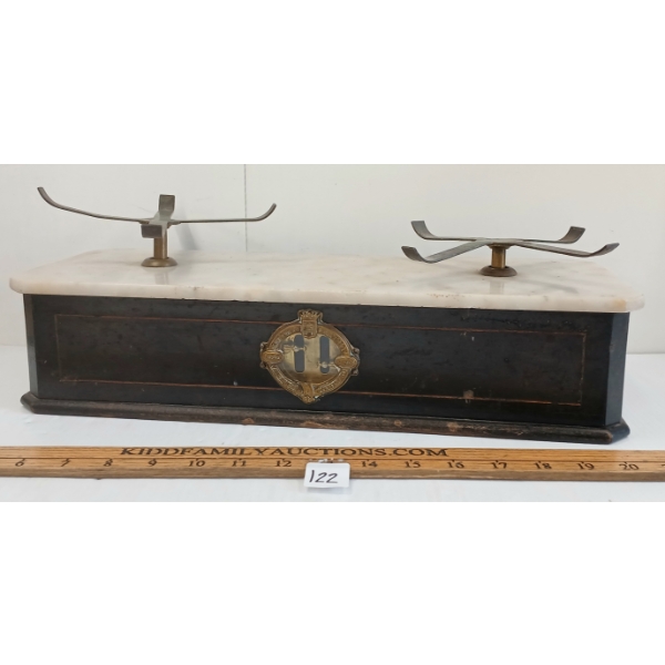 FRENCH POSTAL BALANCE SCALE - MARBLE TOP - C. 19TH CENTURY