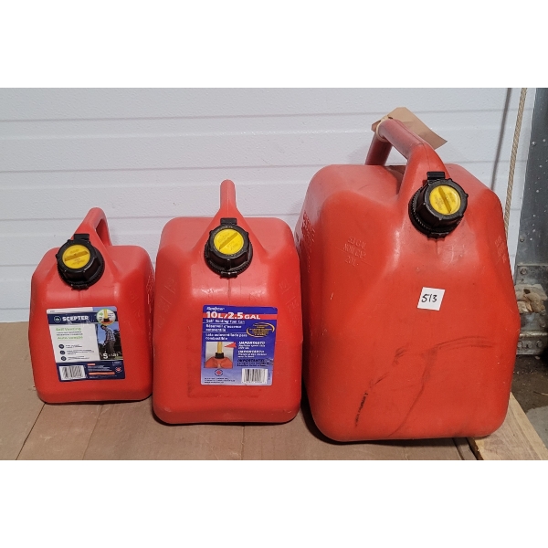 LOT OF 3 - JERRY CANS - 5, 10, 20L