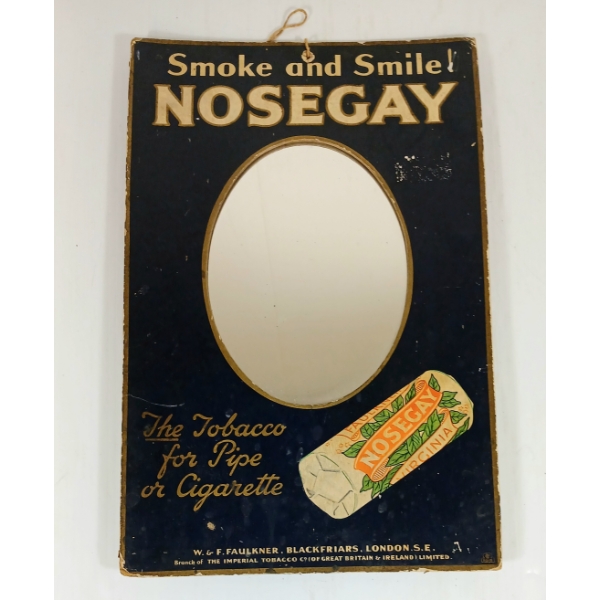 "SMOKE & SMILE!" NOSEGAY TOBACCO MIRROR / POSTER AD