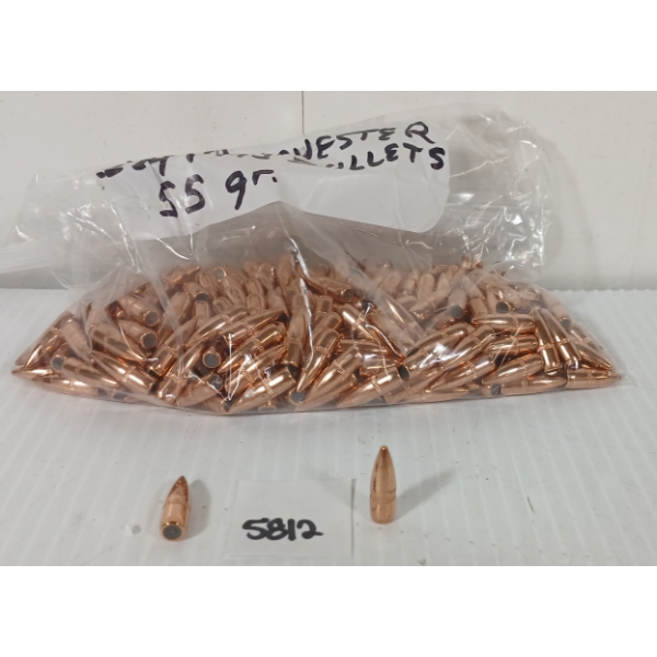 BULLETS: APPROX 264X .224 WINCHESTER BULLETS - 55GR - FMJ