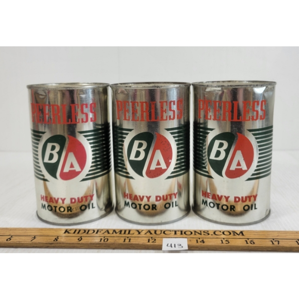 LOT OF 3 - B/A PEERLESS MOTOR OIL QT CANS