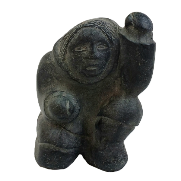 KNEELING HUMAN FIGURE - SIGNED - STONE