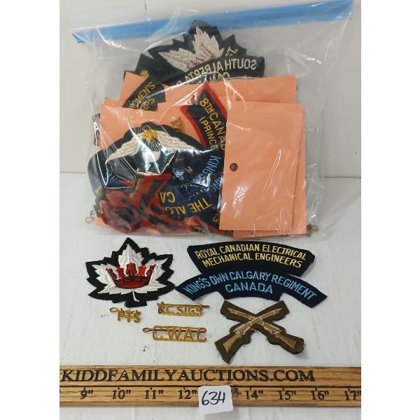 JOB LOT - CDN MILITARY INSIGNIA - INCL PINS, CAP BADGES, PATCHES, ETC