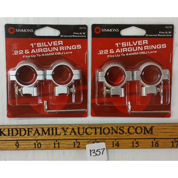 LOT OF 2 - SIMMONS 1 IN SILVER .22 & AIRGUN RINGS