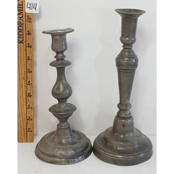 LOT OF 2 - PEWTER CANDLESTICKS