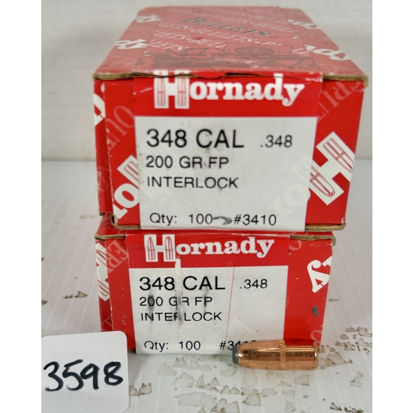 BULLETS: APPROX 190X HORNADY .348 CAL - 200 GR SP