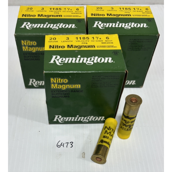 AMMO: 75 X REMINGTON 20 GA 3 IN NO 6 