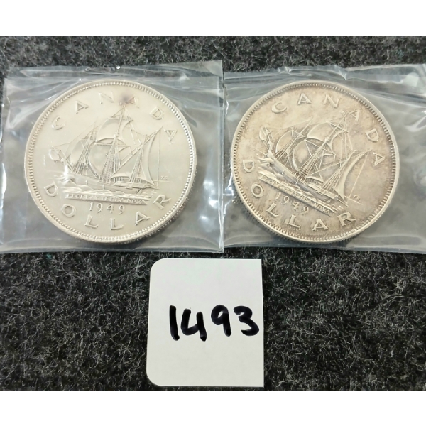 LOT OF 2 - 1949 CDN SILVER DOLLARS - TERRA NOVA