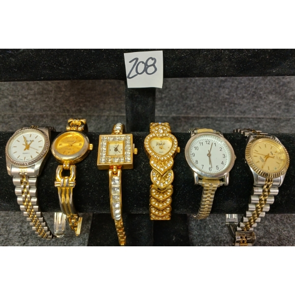 LOT OF 6 - TWO TONED WATCHES - INCL HUDSON, PHILIP WELLS, TIMEX, ETC