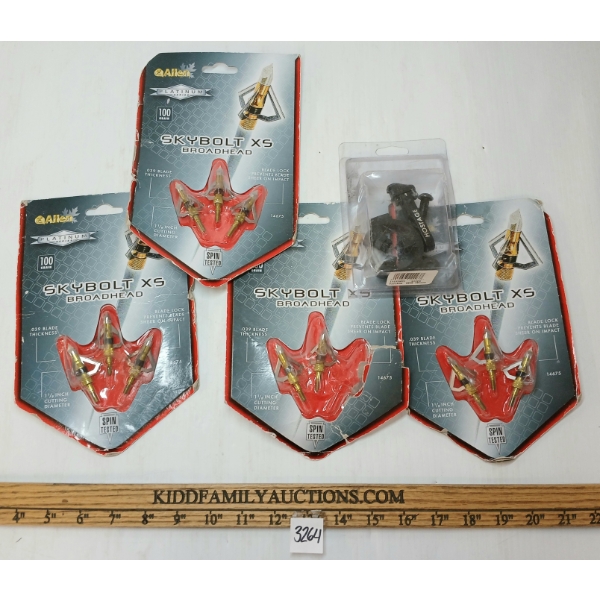 LOT OF 5 - ALLEN SKYBOLT XS BROADHEADS & OCTANE HOSTAGE ARROW REST