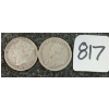 Image 2 : LOT OF 2 - 1894 & 1917 NEWFOUNDLAND 20 & 25 CENT COINS