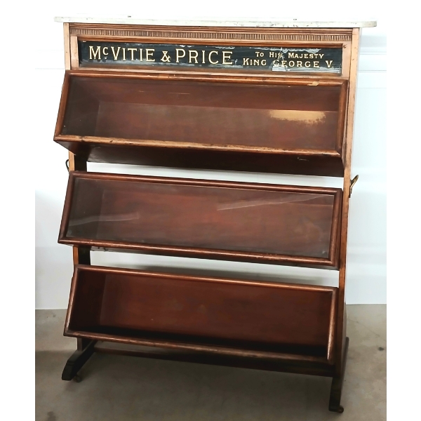 MAHOGANY MCVITIE & PRICE BISCUIT DISPLAY CABINET - 19TH CENTURY