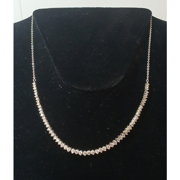 WHITE CUBIC ZIRCONIA & SILVER NECKLACE