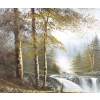 Image 2 : WATERFALL IN FOREST BY CHAPMAN - FRAMED OIL ON CANVAS