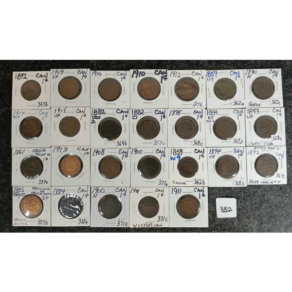 LOT OF 26 - 1859-1915 1 CENT COINS