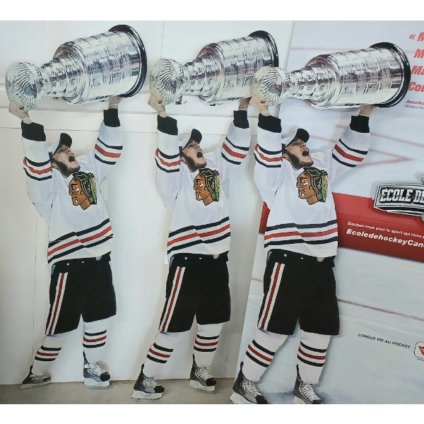 LOT OF 3 - 2010 STANLEY CUP CHICAGO BLACK HAWKS CARDBOARD DISPLAY & STANDEES