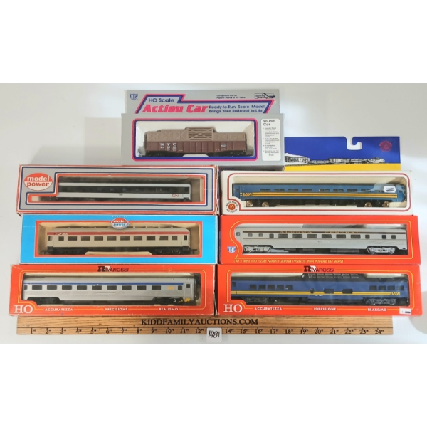 LOT OF 7 - MODEL POWER, IHC & BACHMAN HO SCALE MODEL TRAINS - ALGOMA CENTRAL, VIA & CP