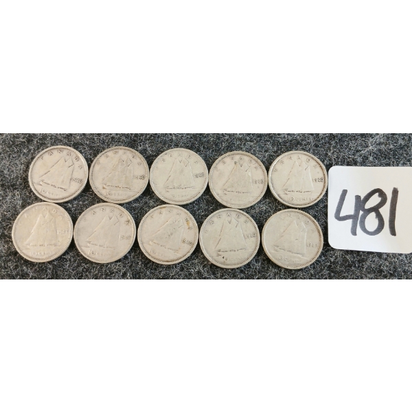 LOT OF 10 - 1940-1947 CDN 10 CENT COINS