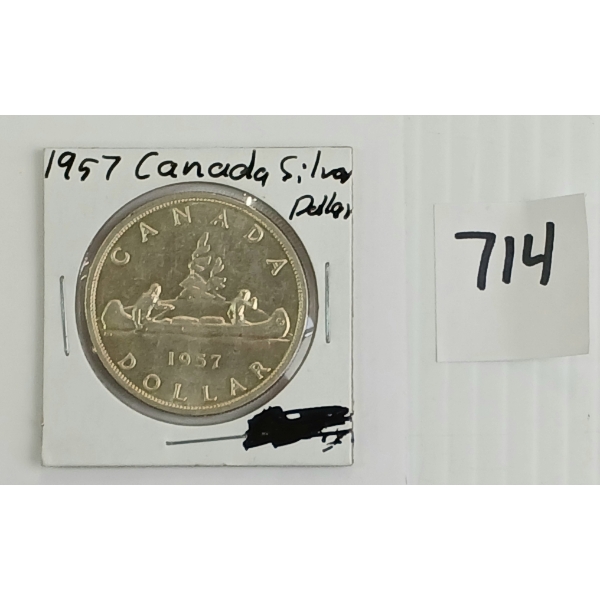 1957 CDN SILVER DOLLAR COIN