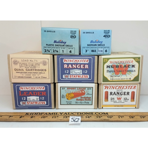 LOT OF 8 - WINCHESTER & HOLLIDAY COLLECTIBLE AMMO BOXES