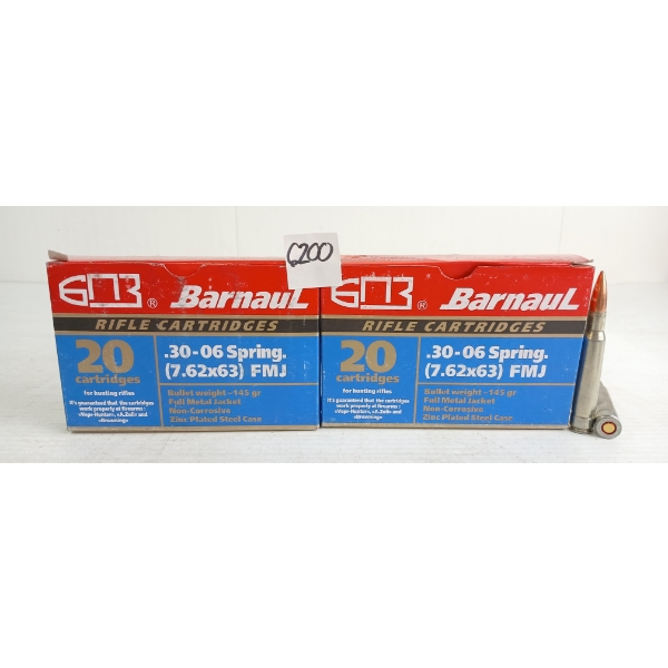 AMMO: 40X BARNAUL .30-06SPRG - 145GR - FMJ