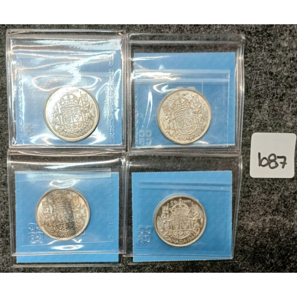 LOT OF 4 - 1942-1946 CDN SILVER 50 CENT COINS - CCCS GRADED