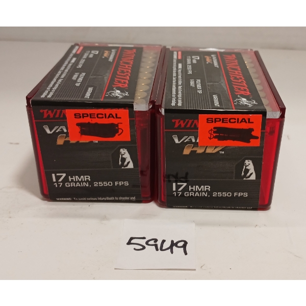 AMMO: 100X WINCHESTER VARMINT .17 HMR - 17GR - POLYMER TIP V-MAX