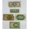 Image 2 : LOT OF 5 - 1842-1896 US, MEXICO & JAPAN SHINPLASTERS - INCL 5, 10 & 25 CENTS