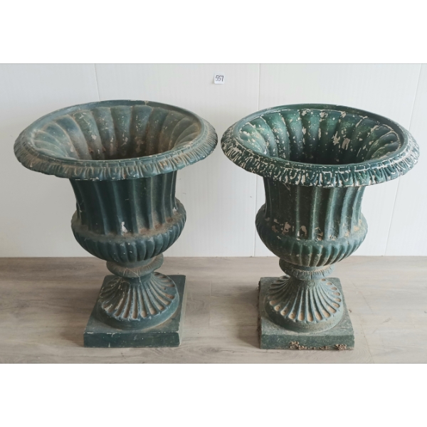 PAIR OF CAST IRON PLANTERS
