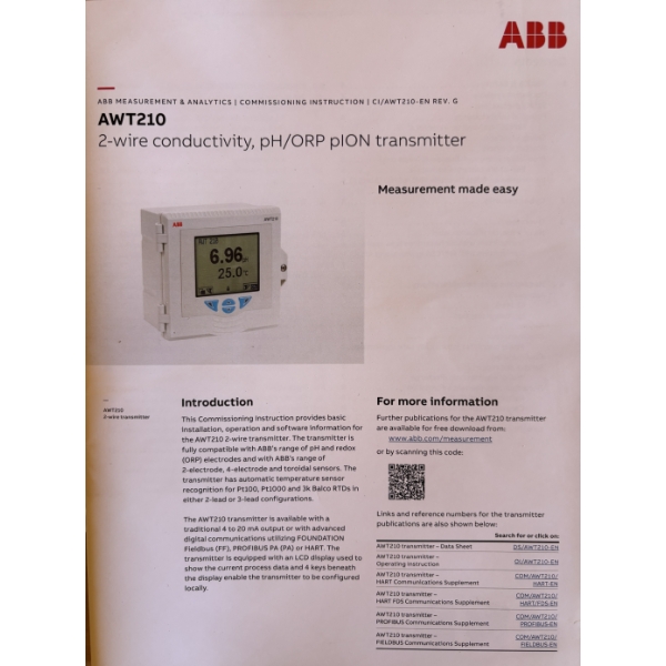 ABB 2-WIRE CONDUCTIVITY TRANSMITTER