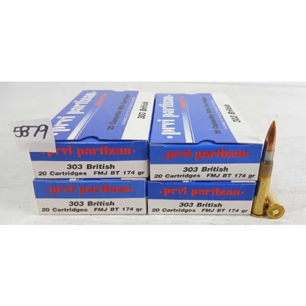 AMMO: 80X PRVI PARTIZAN .303BRIT - 174GR - FMJ