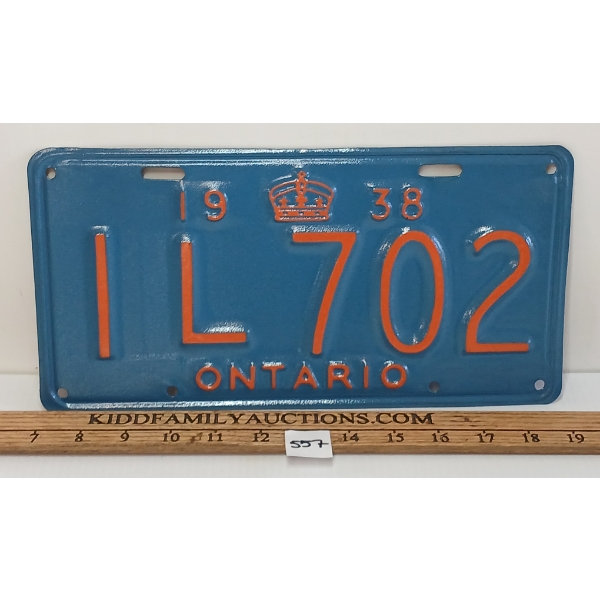 1938 ONTARIO LICENCE PLATE