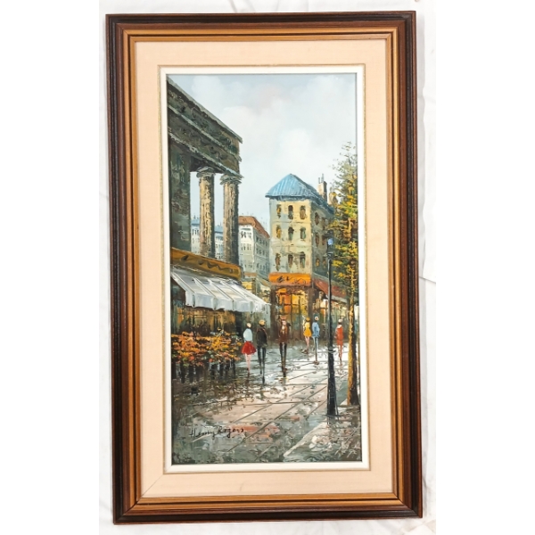 PARISIAN SCENE BY HENRY ROGERS - FRAMED OIL ON CANVAS