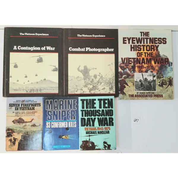LOT OF 6 - VIETNAM WAR BOOKS - "MARINE SNIPER", "THE TEN THOUSAND DAY WAR", ETC