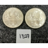 Image 1 : LOT OF 2 - 1963 CDN SILVER DOLLARS - VOYAGEUR 