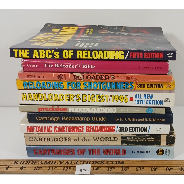 LOT OF 10 - FIREARM PUBLICATIONS - INCL "CARTRIDGES OF THE WORLD" "THE ABC'S OF RELOADING" ETC