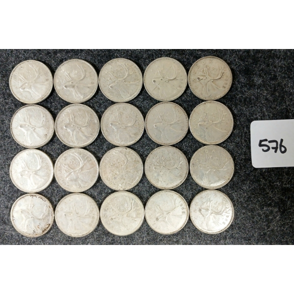LOT OF 20 - 1968 CDN 25 CENT COINS