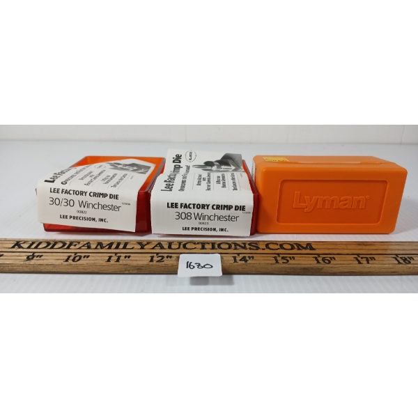 LOT OF 3 - LYMAN OUTSIDE NECKTURNER, .30-30 WIN & .308 WIN CRIMP DIES