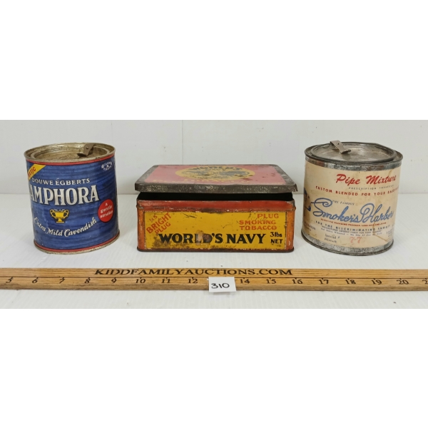 LOT OF 3 - TOBACCO TINS - INCL SMOKER'S HARBOR & AMPHORA