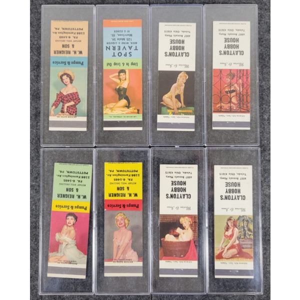 LOT OF 8 - PIN-UP ADVERTISING MATCHBOOK PACKAGES - CHICAGO MATCH CO., ETC