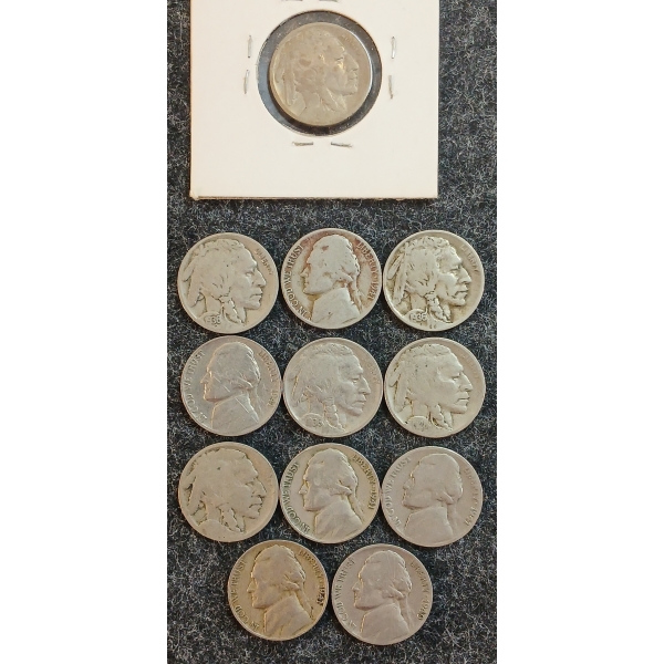 LOT OF 12 - 1920-1941 U.S. 5 CENT COINS