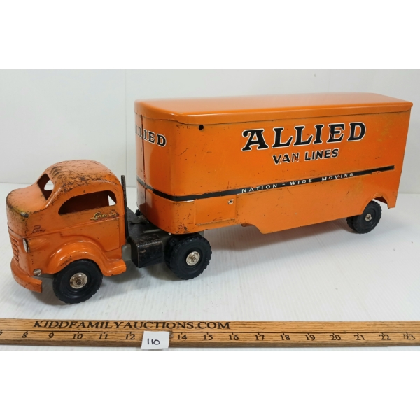 LINCOLN TOYS PRESSED STEEL VAN LINES TRUCK W/ TRAILER