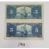 Image 2 : LOT OF 2 - 1937 CDN $5 BANKNOTES