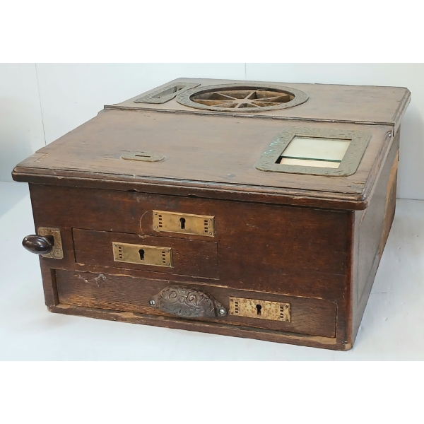 GERMANUS & NERGER CASH REGISTER - OAK & BRASS - C. 1900'S
