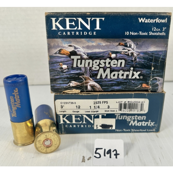 AMMO: 19X KENT 12 GA 3IN NO3 TUNGSTEN