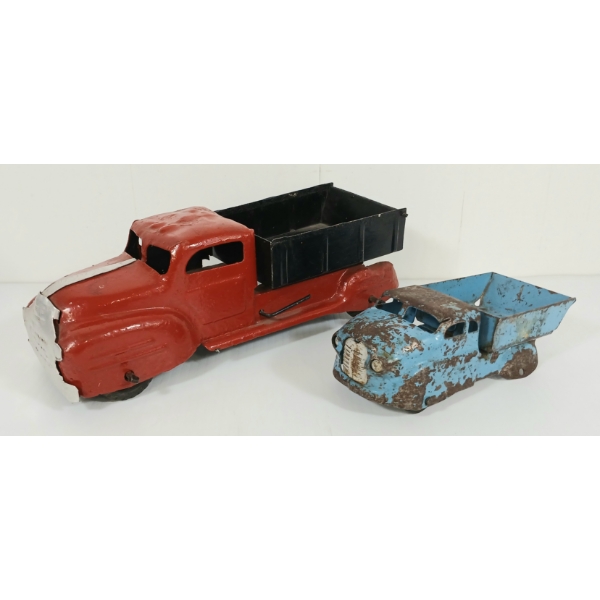 LOT OF 2 - PRESSED STEEL DUMP TRUCKS