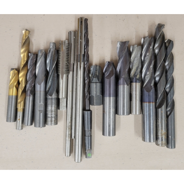 QTY OF DRILL BITS, END MILLS & TAPS