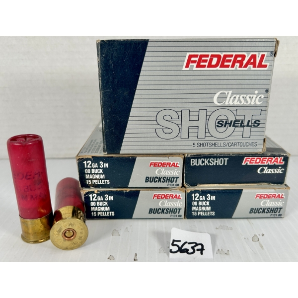 AMMO: 25X FEDERAL 12 GA 3 IN - #00 BUCKSHOT