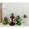Image 4 : LOT OF 8 - OIL LAMPS - INCL GREEN DEPRESSION GLASS & RUBY, ETC.